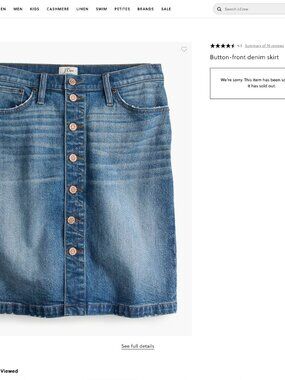 Never Worn J. Crew Women's Size 28 Blue Button Front Denim Skirt
